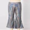 Agoky Kids Girls Sparkly Sequins Dance Pants Wide Leg Bell Bottoms Flared Trousers Hip Hop Jazz Disco Performance Costume Black A 12-14 Years view 3
