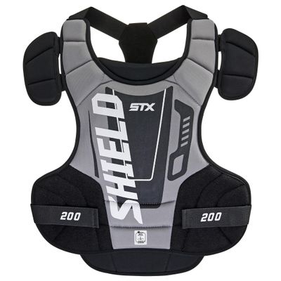 STX Shield 200 Lacrosse Goalie Chest Protector, Black/Gray, Medium