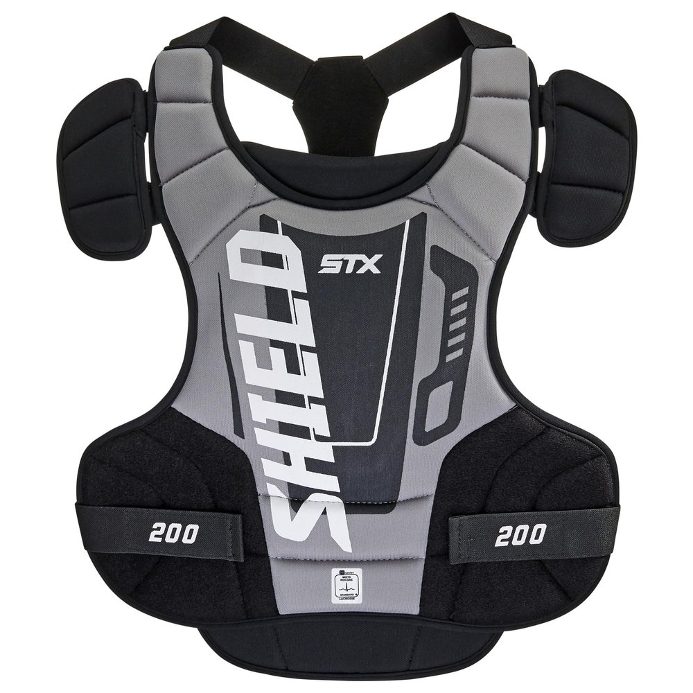 STX Shield 200 Lacrosse Goalie Chest Protector, Black/Gray, Medium