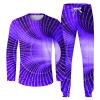 Muscularfit s placed men's 8 piece linen sets casual long sleeve Sweat Suits for Men Set 2 Piece Fashion 3D Print Sport Tracksuit Set Long Sleeve Crewneck Sweatshirt and Pant Set Purple M view 4