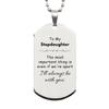 To My Stepdaughter Gifts, Even if we're apart i'll always be with you, Keepsake Silver Dog Tag For Stepdaughter, Birthday Christmas New Gifts For Stepdaughter view 1