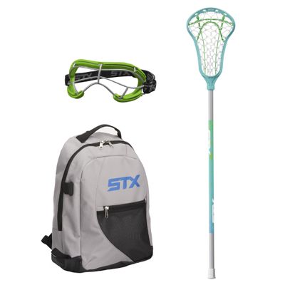 STX Exult Rise Girl's Lacrosse Starter Set with Stick, Goggles & Backpack, Blue
