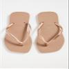 Havaianas Women's Slim Square Logo Metallic Flip Flops, Rose Gold, 7-8 Medium US view 2