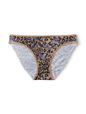 Happy Nation Comfy Cotton Bikini Underwear, Cheetah Print with Butterflies, Medium
