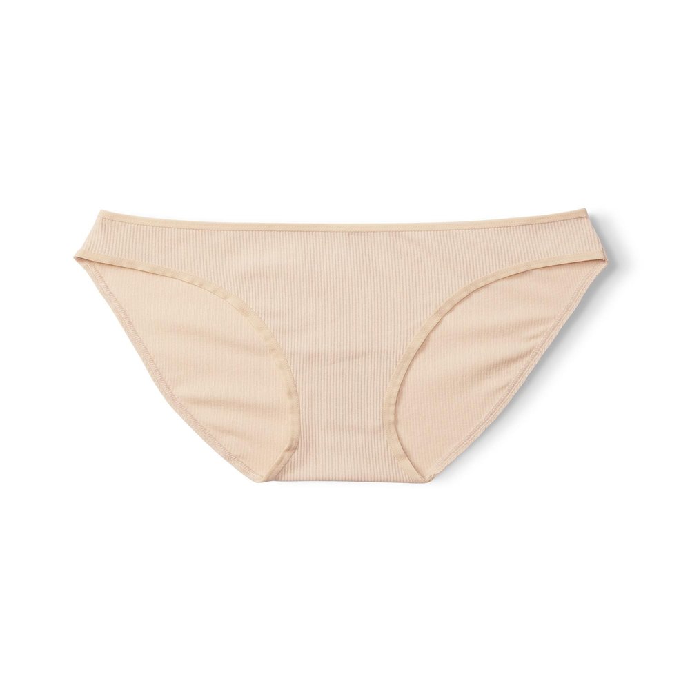 Happy Nation Comfy Cotton Rib Bikini Underwear, Light Cream, Small
