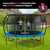 JoyBerri Upsurge Trampoline Outdoor - ASTM Certified Safe 8Ft 10Ft 12Ft 14Ft 15Ft 16Ft Recreational Trampoline for Kids and Adults. Anti-Rust Coating with Enclosure Net, Ladder, Sprinkler & LED Lights view 4