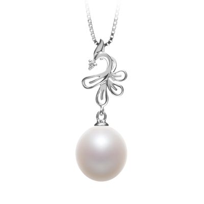 Phoenix White 10-11mm AAAA Quality Freshwater 925 Sterling Silver Cultured Pearl Pendant For Women