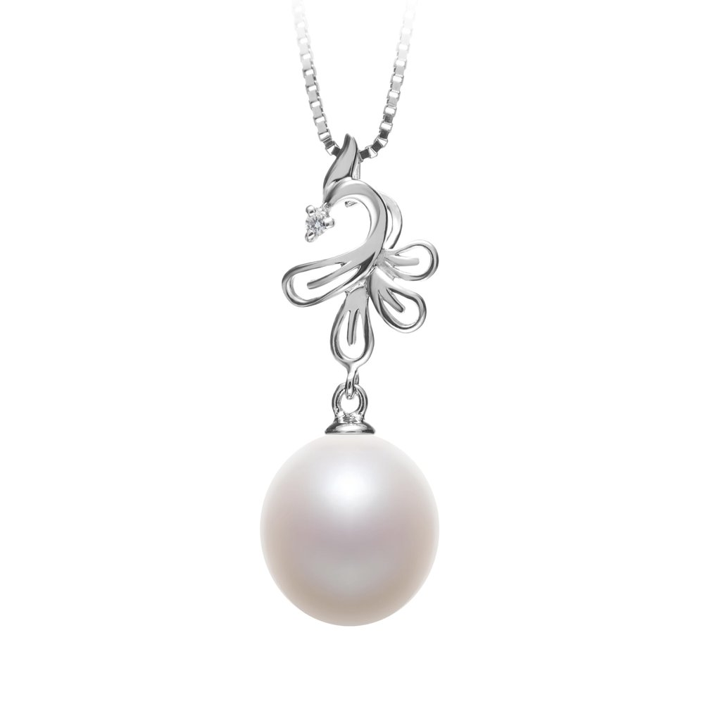 Phoenix White 10-11mm AAAA Quality Freshwater 925 Sterling Silver Cultured Pearl Pendant For Women