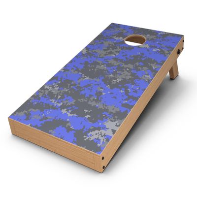 DesignSkinz - Decorative and Protective Scratch Resistant Skin Vinyl Wrap Kit for Cornhole Boards - Bright Royal Blue and Gray Digital Camouflage