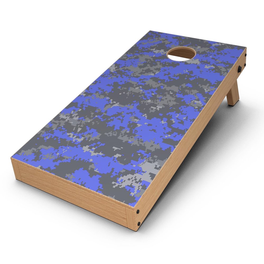 DesignSkinz - Decorative and Protective Scratch Resistant Skin Vinyl Wrap Kit for Cornhole Boards - Bright Royal Blue and Gray Digital Camouflage