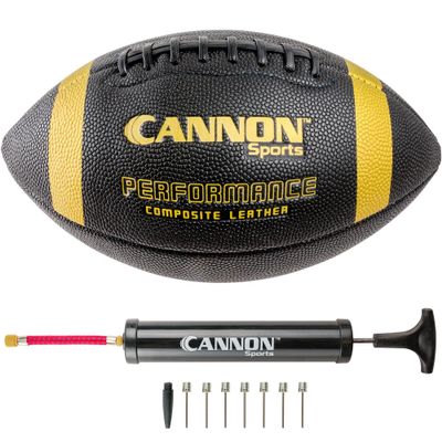 Cannon Sports Official Size Football - Composite Leather Football with Extra Grip & Durable Construction for All-Weather Play Regulation Size Ball with Pump (Black/Gold, Official)
