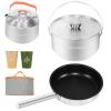 Whitsunday Outdoor Cookware Stainless Steel Set, Backpacking Camping Dinnerware Set - Stackable Pots, Pans, Kettle, Cups Set with Portable Bag for Camping, RV, Campfire view 1