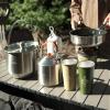 Whitsunday Outdoor Cookware Stainless Steel Set, Backpacking Camping Dinnerware Set - Stackable Pots, Pans, Kettle, Cups Set with Portable Bag for Camping, RV, Campfire view 2