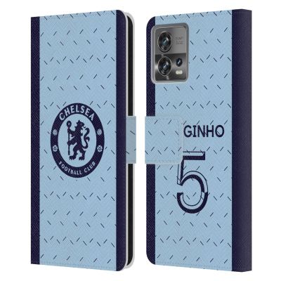 Head Case Designs Officially Licensed Chelsea Football Club Jorginho 2020/21 Players Away Kit Group 1 Leather Book Flip Case Cover Compatible with Motorola Moto Edge 30 Fusion