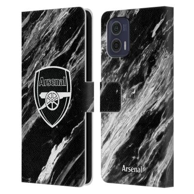 Head Case Designs Officially Licensed Arsenal FC Marble Crest Patterns Leather Wallet Case Compatible with Motorola Moto G73 5G