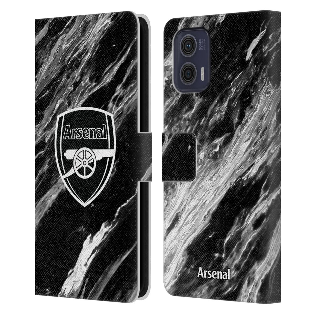 Head Case Designs Officially Licensed Arsenal FC Marble Crest Patterns Leather Wallet Case Compatible with Motorola Moto G73 5G