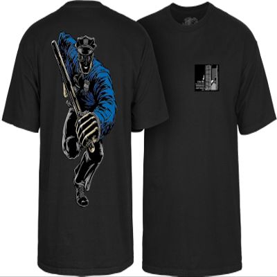 Powell Peralta Chris Senn Cop T-Shirt, Black, Extra Large