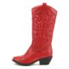 Soda Reno Women Western Cowboy Pointed Toe Knee High Pull On Tabs Boots (Red, US Footwear Size System, Adult, Women, Numeric, Wide, 7.5) view 1