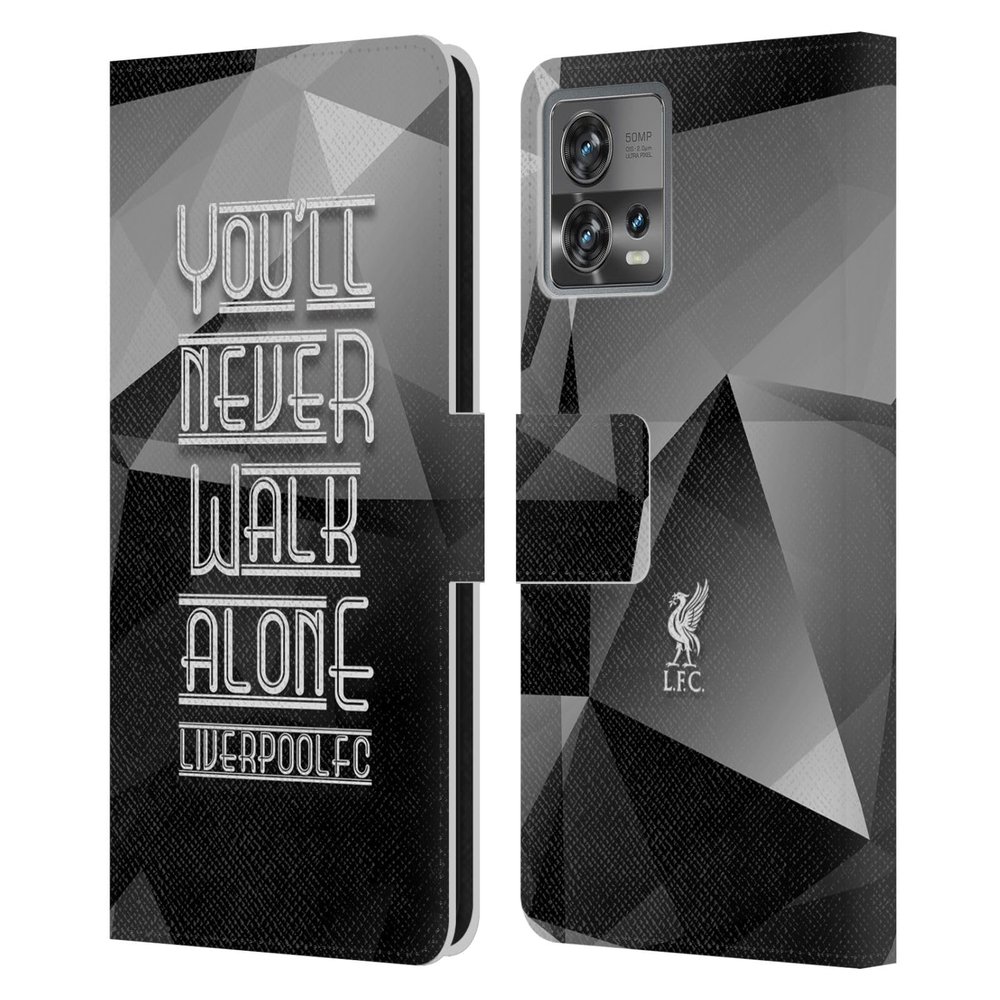 Head Case Designs Officially Licensed Liverpool Football Club Grey Geo YNWA Liver Bird YNWA Leather Book Wallet Case Cover Compatible with Motorola Moto Edge 30 Fusion
