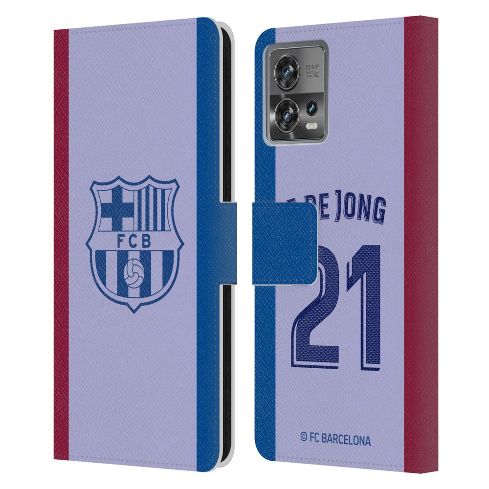 Head Case Designs Officially Licensed FC Barcelona Frenkie de Jong 2021/22 Players Away Kit Group 1 Leather Book Wallet Case Cover Compatible with Motorola Moto Edge 30 Fusion