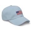 American Flag hat, Embroidered Unisex Baseball hat, 4th of July, for Men and Women, Design 1. Light Blue view 2