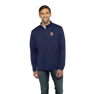 Vantage Apparel Men's Collegiate Premium Lightweight Stretchy Team Color 1/4 Zip Pullover, Syracuse Orange, Navy, Large