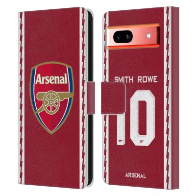 Head Case Designs Officially Licensed Arsenal FC Smith Rowe 2022/23 Players Home Kit Leather Wallet Case Compatible with Google Pixel 7a