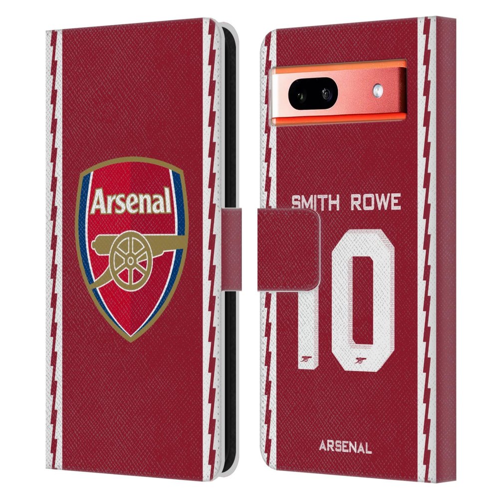 Head Case Designs Officially Licensed Arsenal FC Smith Rowe 2022/23 Players Home Kit Leather Wallet Case Compatible with Google Pixel 7a