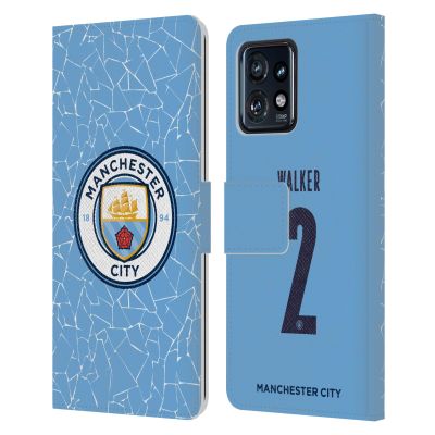 Head Case Designs Officially Licensed Manchester City Man City FC Kyle Walker 2020/21 Players Home Kit Group 2 Leather Book Wallet Case Cover Compatible with Motorola Moto Edge 40 Pro
