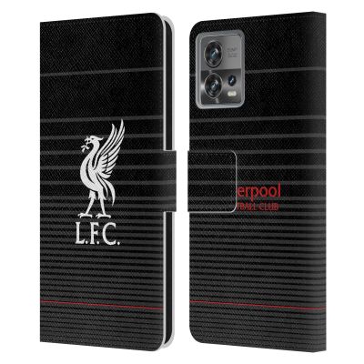 Head Case Designs Officially Licensed Liverpool Football Club White On Black Kit Liver Bird Leather Book Wallet Case Cover Compatible with Motorola Moto Edge 30 Fusion