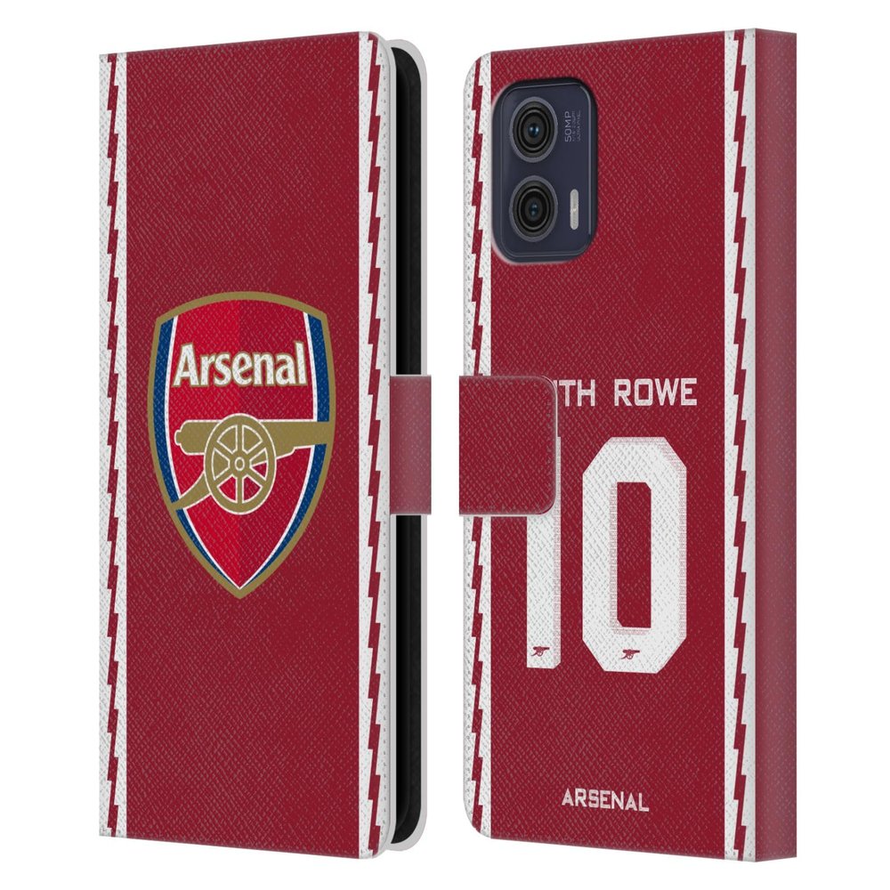 Head Case Designs Officially Licensed Arsenal FC Smith Rowe 2022/23 Players Home Kit Leather Wallet Case Compatible with Motorola Moto G73 5G