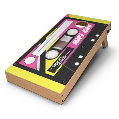 DesignSkinz - Decorative and Protective Scratch Resistant Skin Vinyl Wrap Kit for Cornhole Boards - Vintage Retro Audio Cassette Tape V2