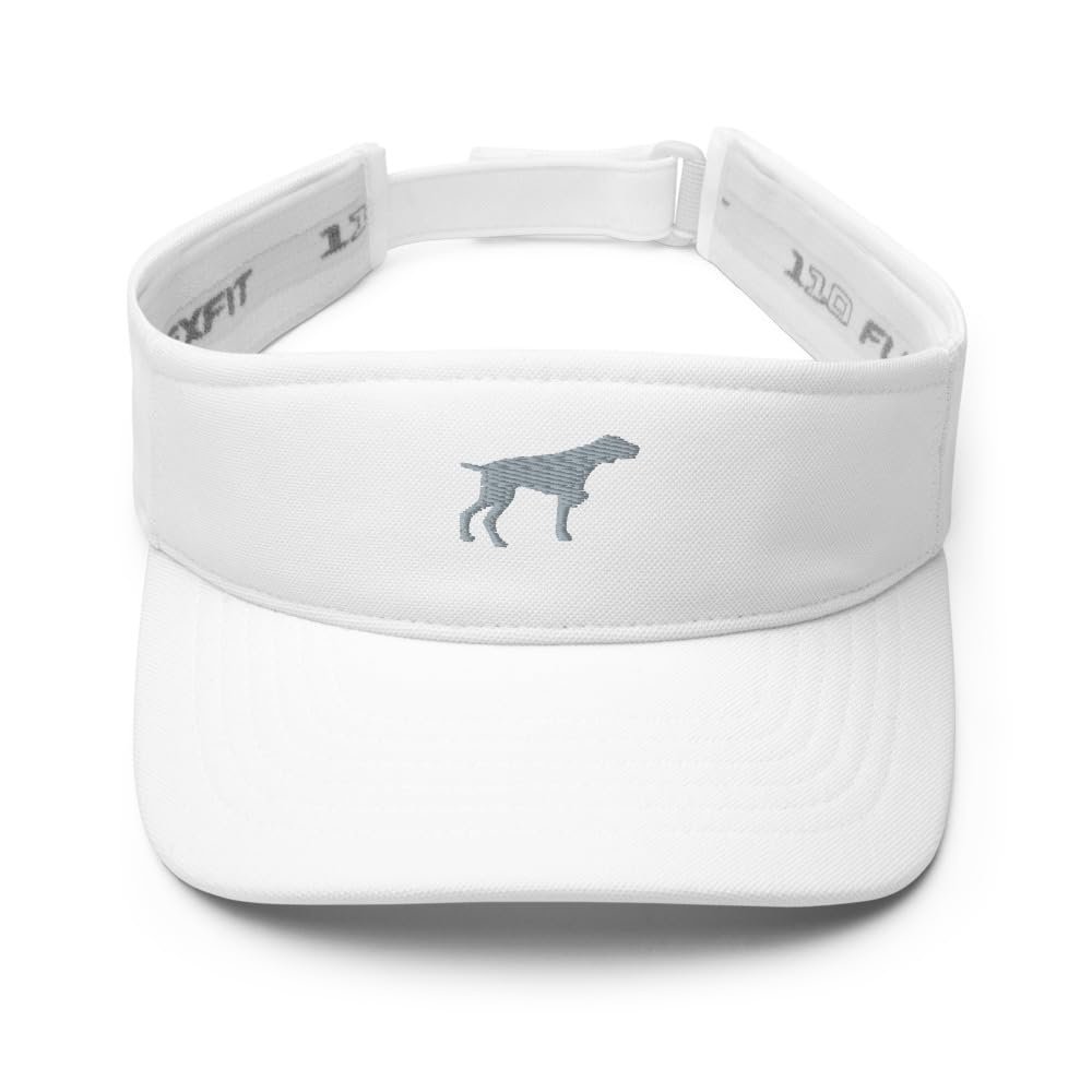 German Shorthaired Pointer Visor, Embroidered Unisex Visor hat, German Pointer hat, Dog Lover Gifts, Design 2. White