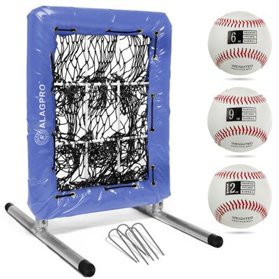 ALAGPRO 9 Hole Pitching Net with Strike Zone - Baseball and Softball Training - Batting, Throwing and Hitting Practice Equipment - Portable, Backyard Setup