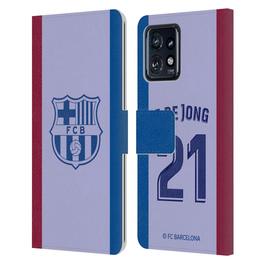 Head Case Designs Officially Licensed FC Barcelona Frenkie de Jong 2021/22 Players Away Kit Group 1 Leather Book Wallet Case Cover Compatible with Motorola Moto Edge 40 Pro