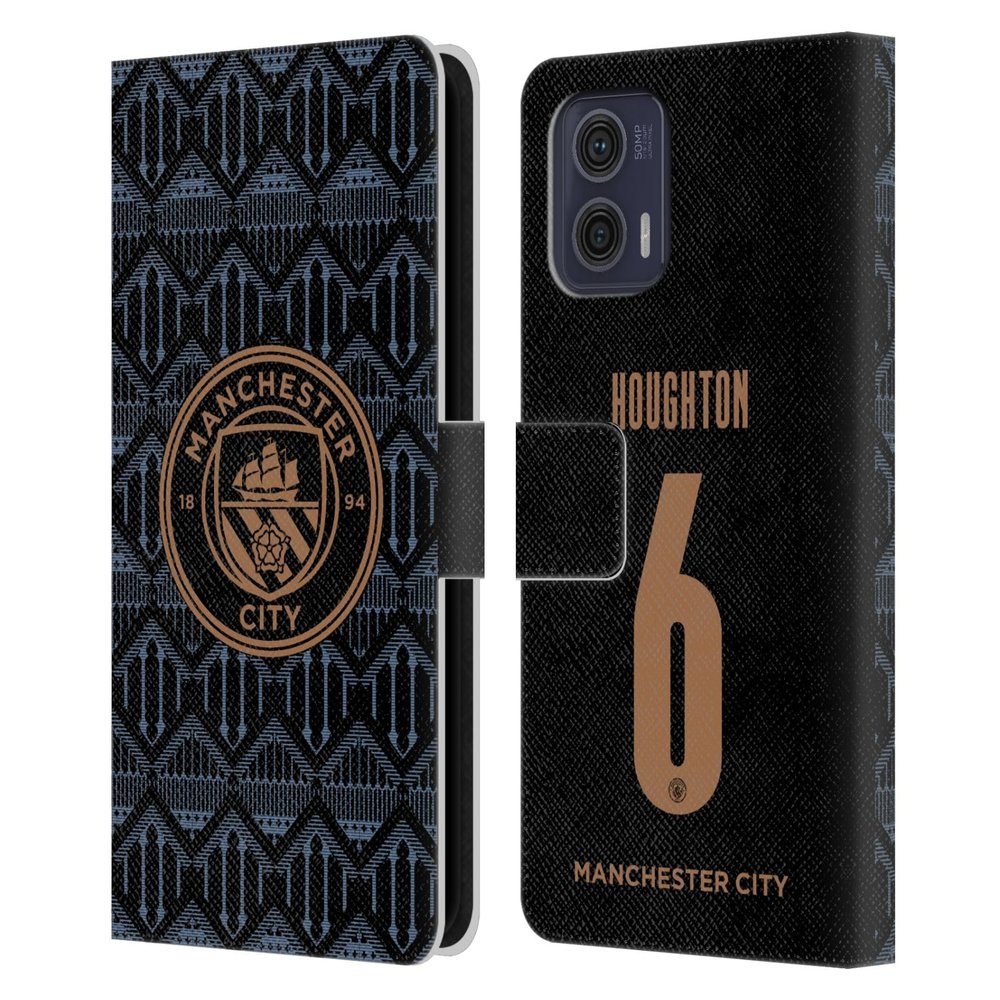 Head Case Designs Officially Licensed Manchester City Man City FC Steph Houghton 2020/21 Women's Away Kit Group 1 Leather Book Wallet Case Cover Compatible with Motorola Moto G73 5G