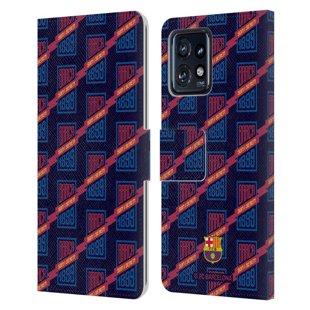 Head Case Designs Officially Licensed FC Barcelona Som I Serem Cul Leather Book Wallet Case Cover Compatible with Motorola Moto Edge 40 Pro