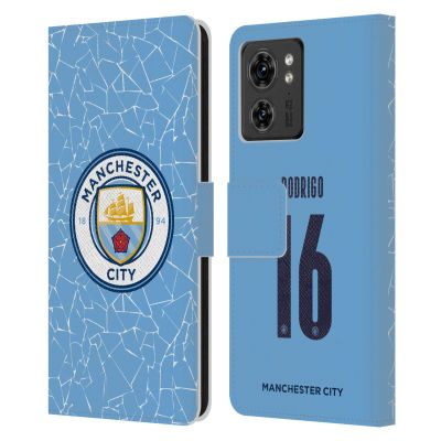 Head Case Designs Officially Licensed Manchester City Man City FC Rodrigo 2020/21 Players Home Kit Group 1 Leather Book Wallet Case Cover Compatible with Motorola Moto Edge 40