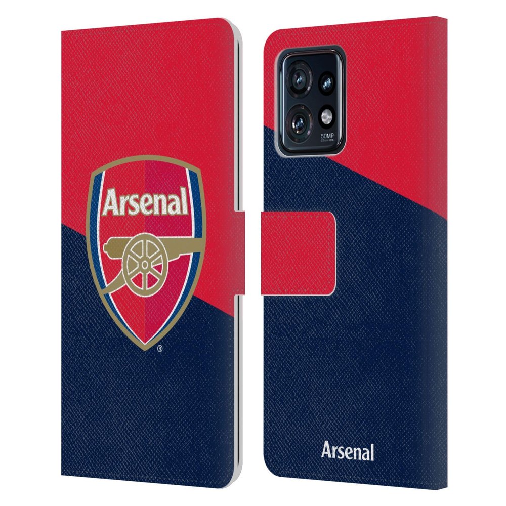 Head Case Designs Officially Licensed Arsenal FC Red & Blue Logo Crest 2 Leather Wallet Case Compatible with Moto Edge 40 Pro/Plus 2023