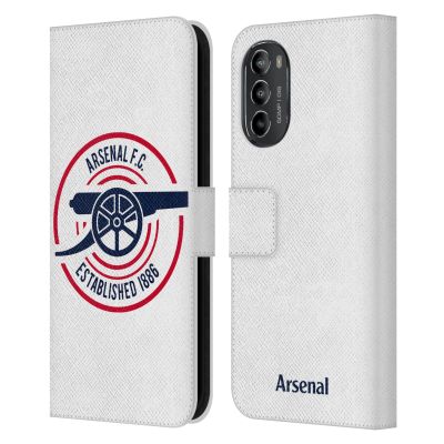Head Case Designs Officially Licensed Arsenal FC 1886 Crest and Gunners Logo Leather Wallet Case Compatible with Motorola Moto G82 5G