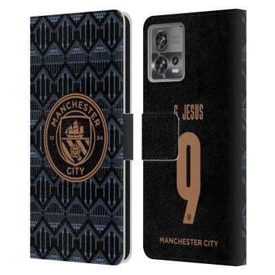 Head Case Designs Officially Licensed Manchester City Man City FC Gabriel Jesus 2020/21 Players Away Kit Group 1 Leather Book Wallet Case Cover Compatible with Motorola Moto Edge 30 Fusion
