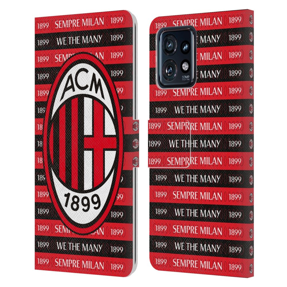 Head Case Designs Officially Licensed AC Milan Sempre Milan 1899 Art Leather Wallet Case Compatible with Moto Edge 40 Pro/Plus 2023