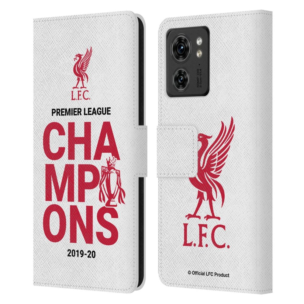 Head Case Designs Officially Licensed Liverpool Football Club White Typography 2020 Champions Leather Book Wallet Case Cover Compatible with Motorola Moto Edge 40