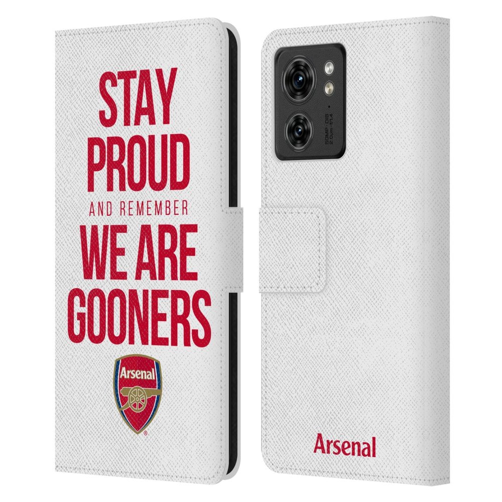 Head Case Designs Officially Licensed Arsenal FC Stay Proud Gunners Leather Wallet Case Compatible with Motorola Moto Edge 40/Edge (2023)
