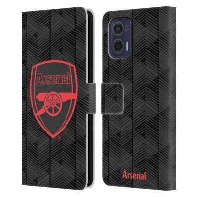 Head Case Designs Officially Licensed Arsenal FC Black Crest and Gunners Logo Leather Wallet Case Compatible with Motorola Moto G73 5G