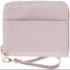 B BRENTANO Vegan Leather Slim Single-Zipper Wallet with Pocket, Wristlet and Tassel Accent (Beige) view 1