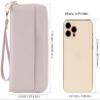B BRENTANO Vegan Leather Slim Single-Zipper Wallet with Pocket, Wristlet and Tassel Accent (Beige) view 3