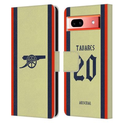 Head Case Designs Officially Licensed Arsenal FC Nuno Tavares 2021/22 Players Away Kit Leather Wallet Case Compatible with Google Pixel 7a