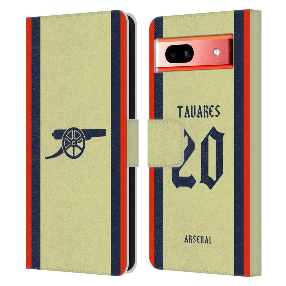 Head Case Designs Officially Licensed Arsenal FC Nuno Tavares 2021/22 Players Away Kit Leather Wallet Case Compatible with Google Pixel 7a