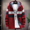 Waterproof Jackets For Men, Hoodies Zip Up Fleece Jacket Heavyweight Hooded Sweatshirt Warm Thick Winter Coat Mens Bomber Jacket Lightweight Rain Up Jacket (XXL, Red) view 2